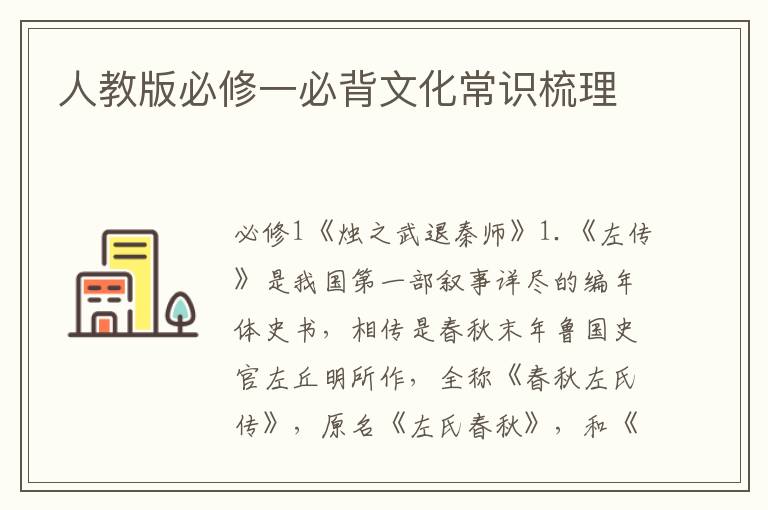人教版必修一必背文化常识梳理