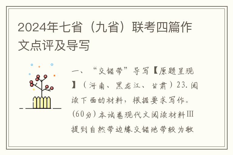 2024年七省（九省）联考四篇作文点评及导写