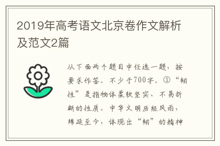 2019年高考语文北京卷作文解析及范文2篇